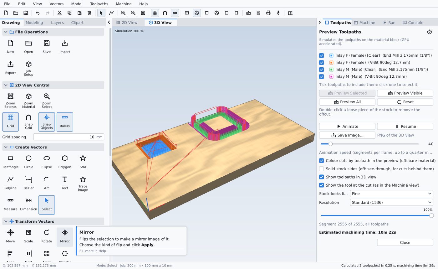 An inlay simulated in Carvio