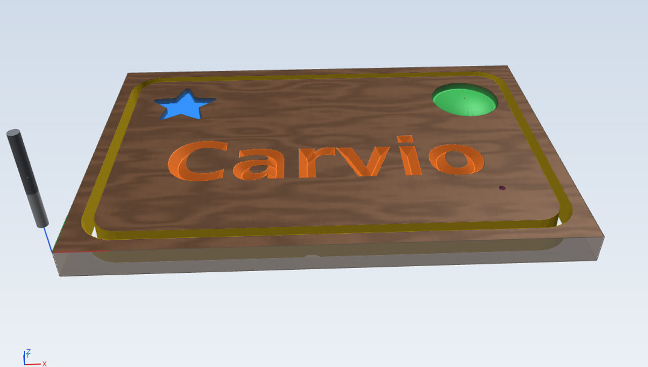 Carvio's 3D preview carving a sign